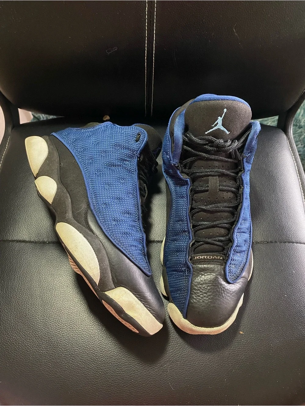 Air Jordan 13 Retro Brave Blue and Black Basketball Sneakers Size 8.5